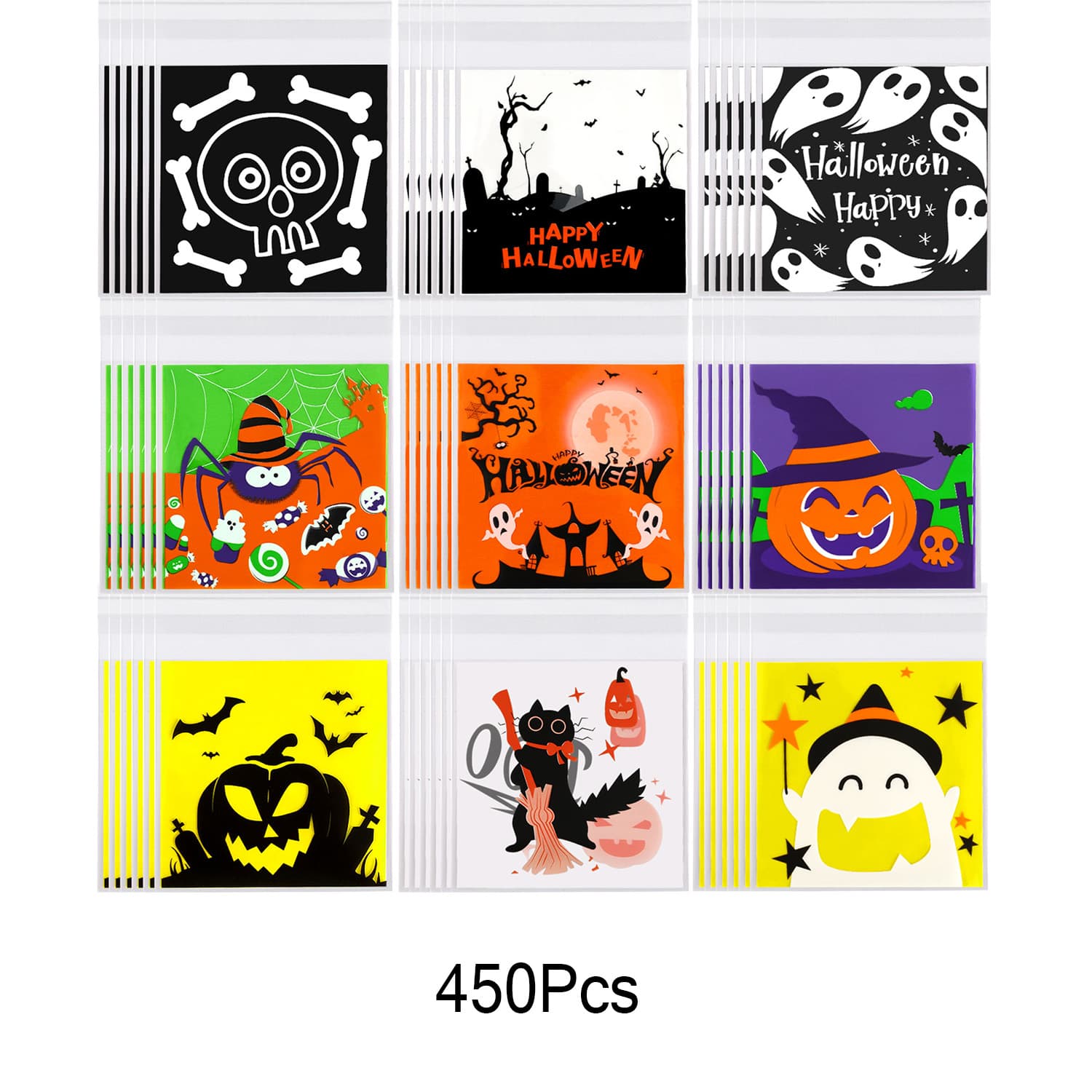 450 Pcs Halloween Cellophane Treat Bags Self-sealing image 3