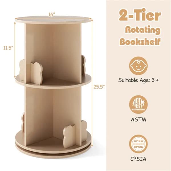 2-Tier Kids Rotating Bookshelf - Display For image 2