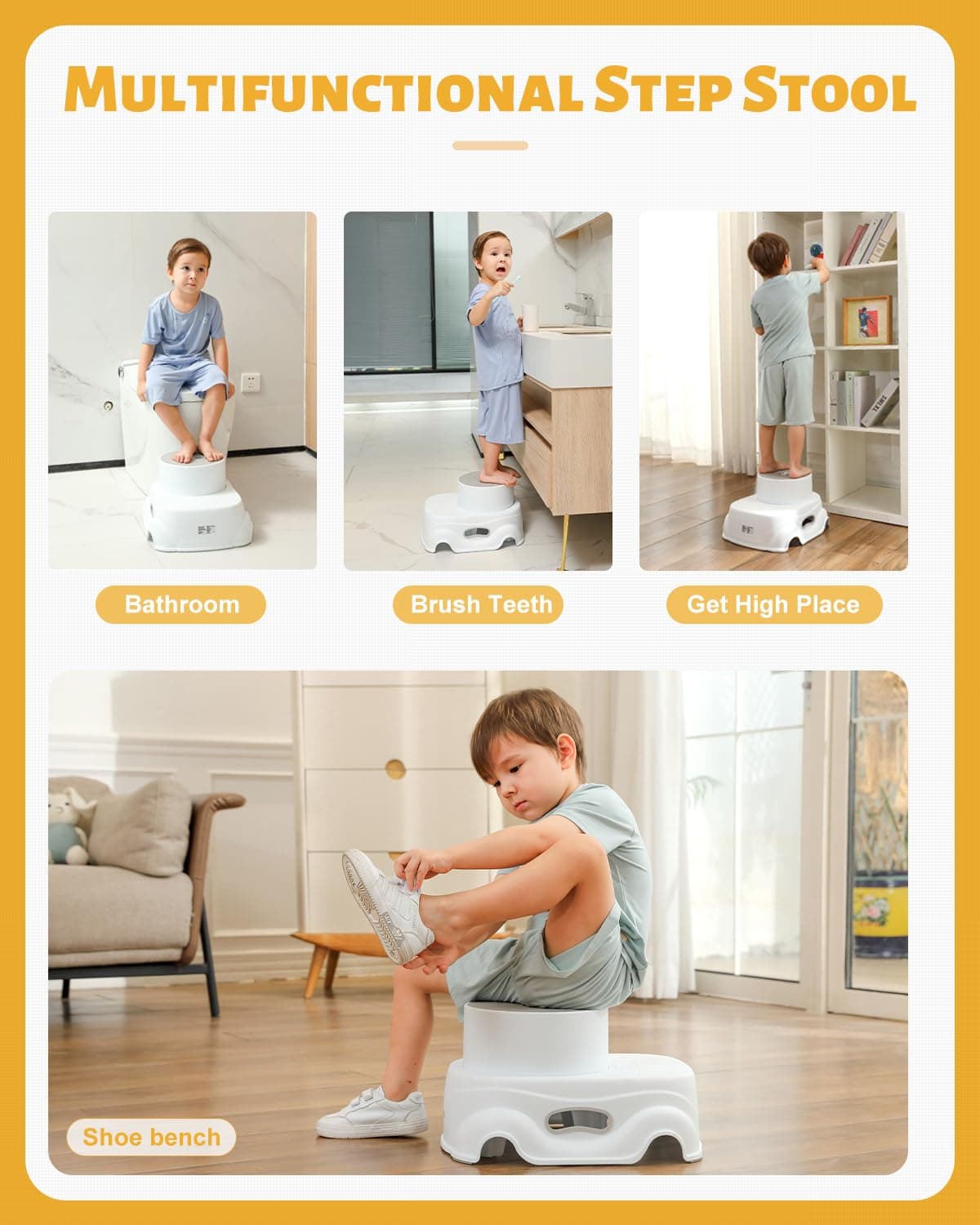 Padded 2-Step Step Stool, 2-Step Footstool - Step Stool Non-slip, Portable, Space-saving Design For Bathroom, Kitchen, Bedroom, Classroom - Easy To Clean, Sturdy And Comfortable image 18