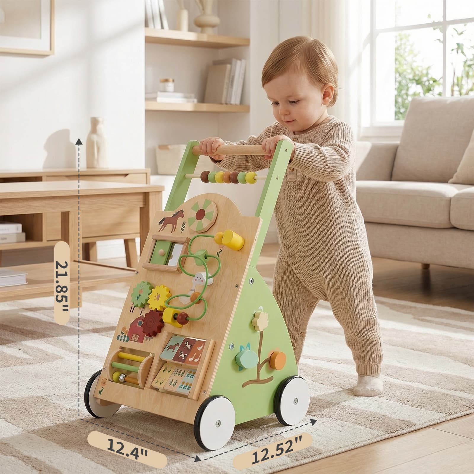Wooden Baby Walker, Adjustable-speed Push-style Walker, Equipped image 6