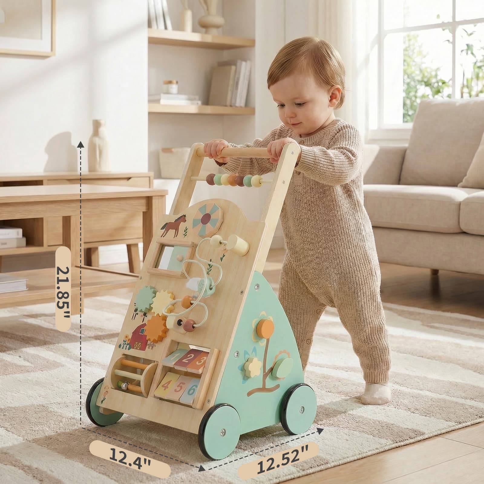 Wooden Baby Walker, Adjustable-speed Push-style Walker, Equipped image 7