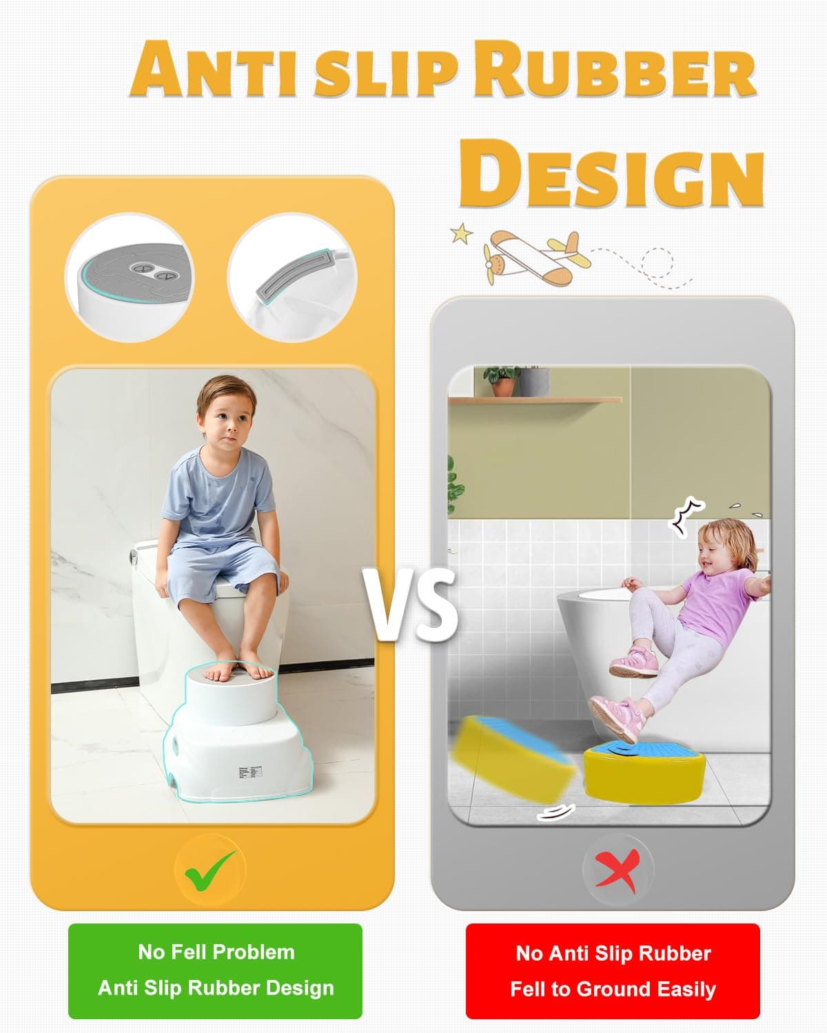 Padded 2-Step Step Stool, 2-Step Footstool - Step Stool Non-slip, Portable, Space-saving Design For Bathroom, Kitchen, Bedroom, Classroom - Easy To Clean, Sturdy And Comfortable image 10