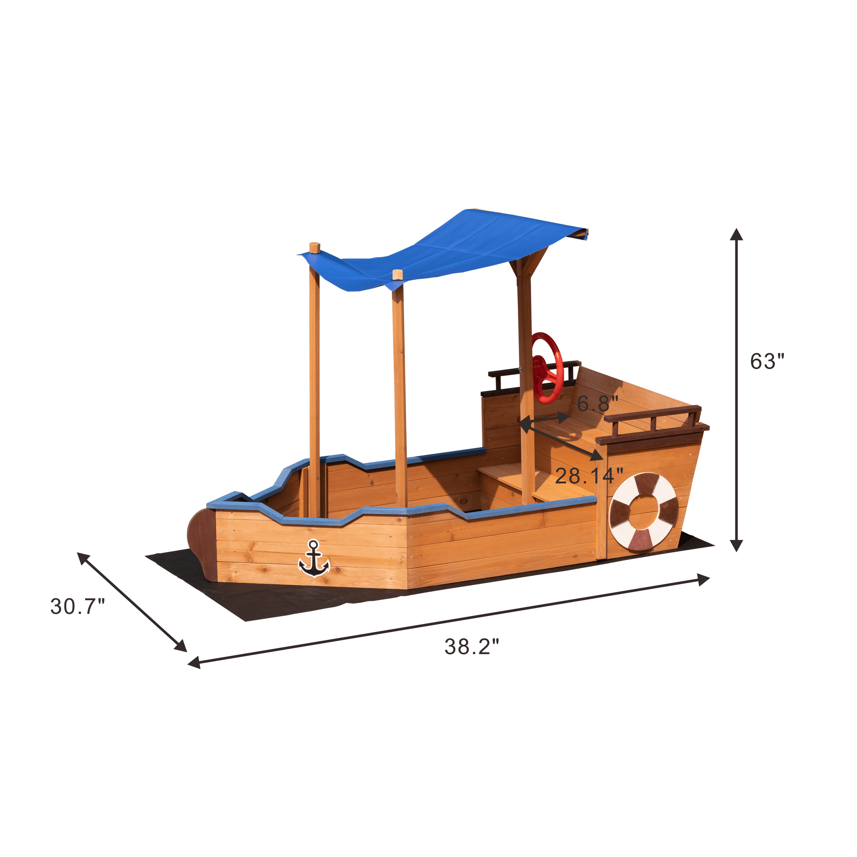 Wooden Sandbox With Storage Platform And Seat image 6