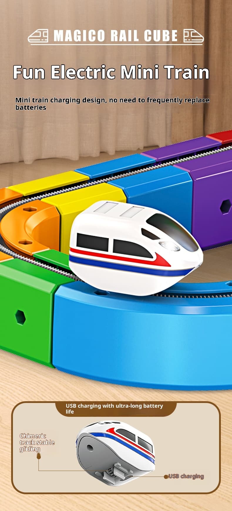 Small Train Track Cube Electric Assembled Building Block Toys image 5
