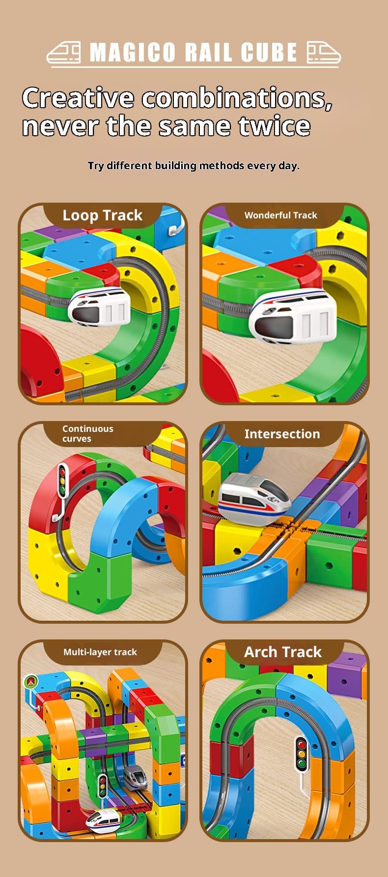 Small Train Track Cube Electric Assembled Building Block Toys image 10