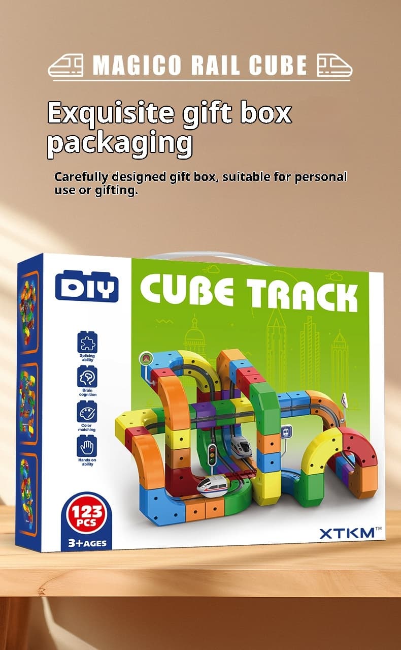 Small Train Track Cube Electric Assembled Building Block Toys image 4