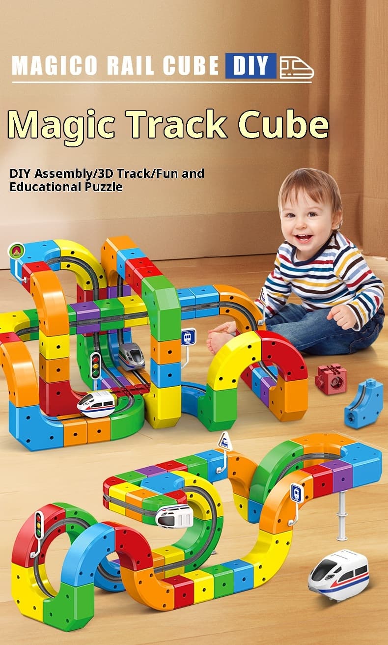 Small Train Track Cube Electric Assembled Building Block Toys image 2
