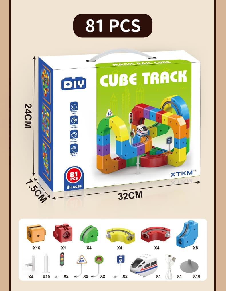 Small Train Track Cube Electric Assembled Building Block Toys image 14