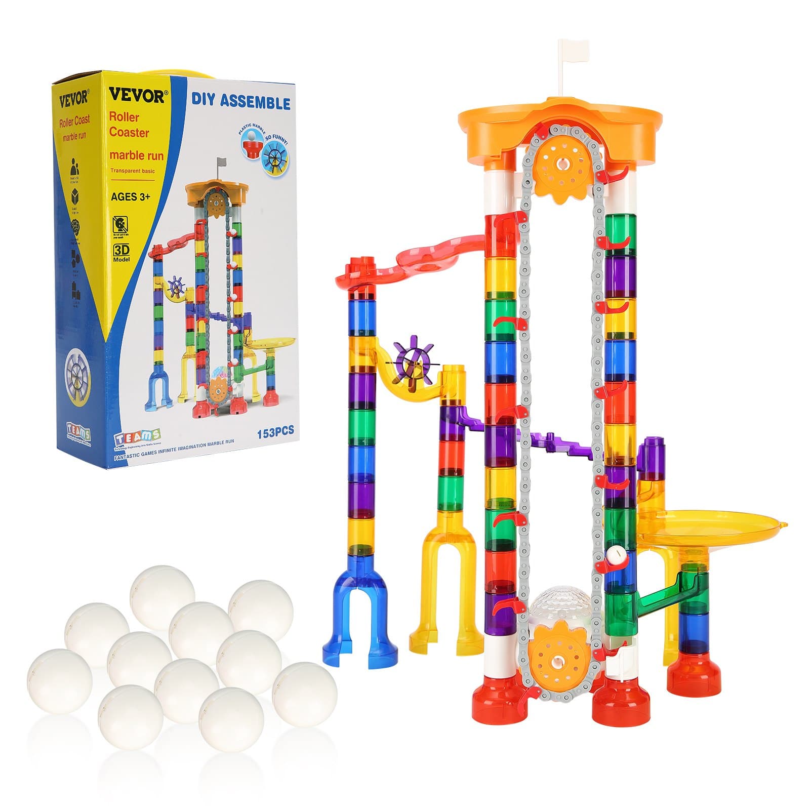 Marble Run Set, 153 PCS With Motorized image 1