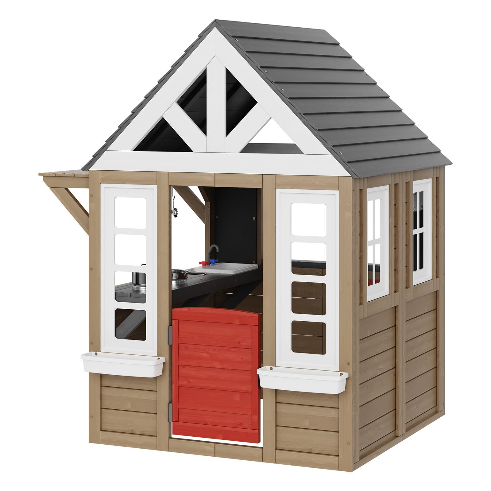 Outdoor Wooden Playhouse Kids Garden Games Cottage image 1