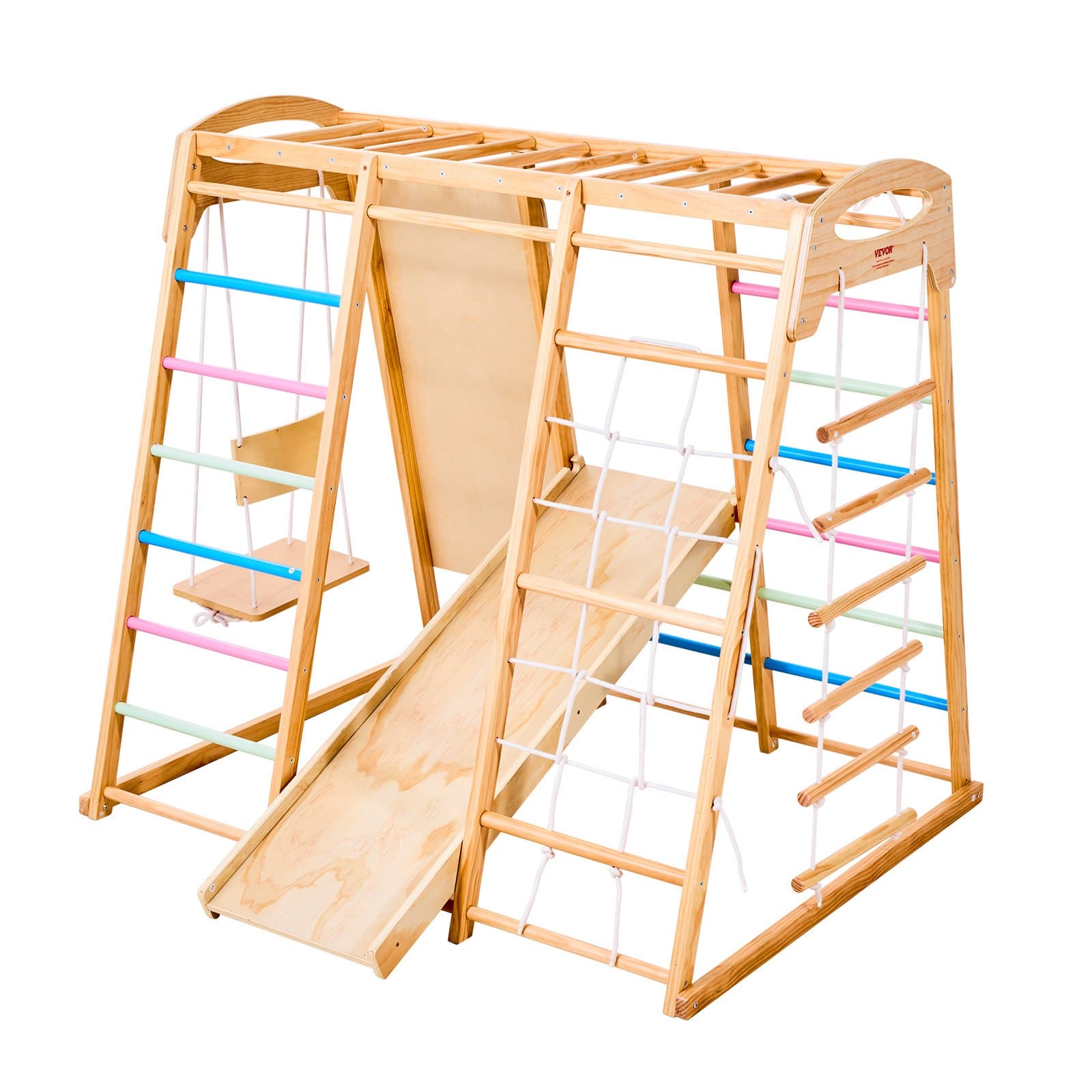 Indoor Playground Jungle Gym, 7-in-1 Wooden Indoor image 1