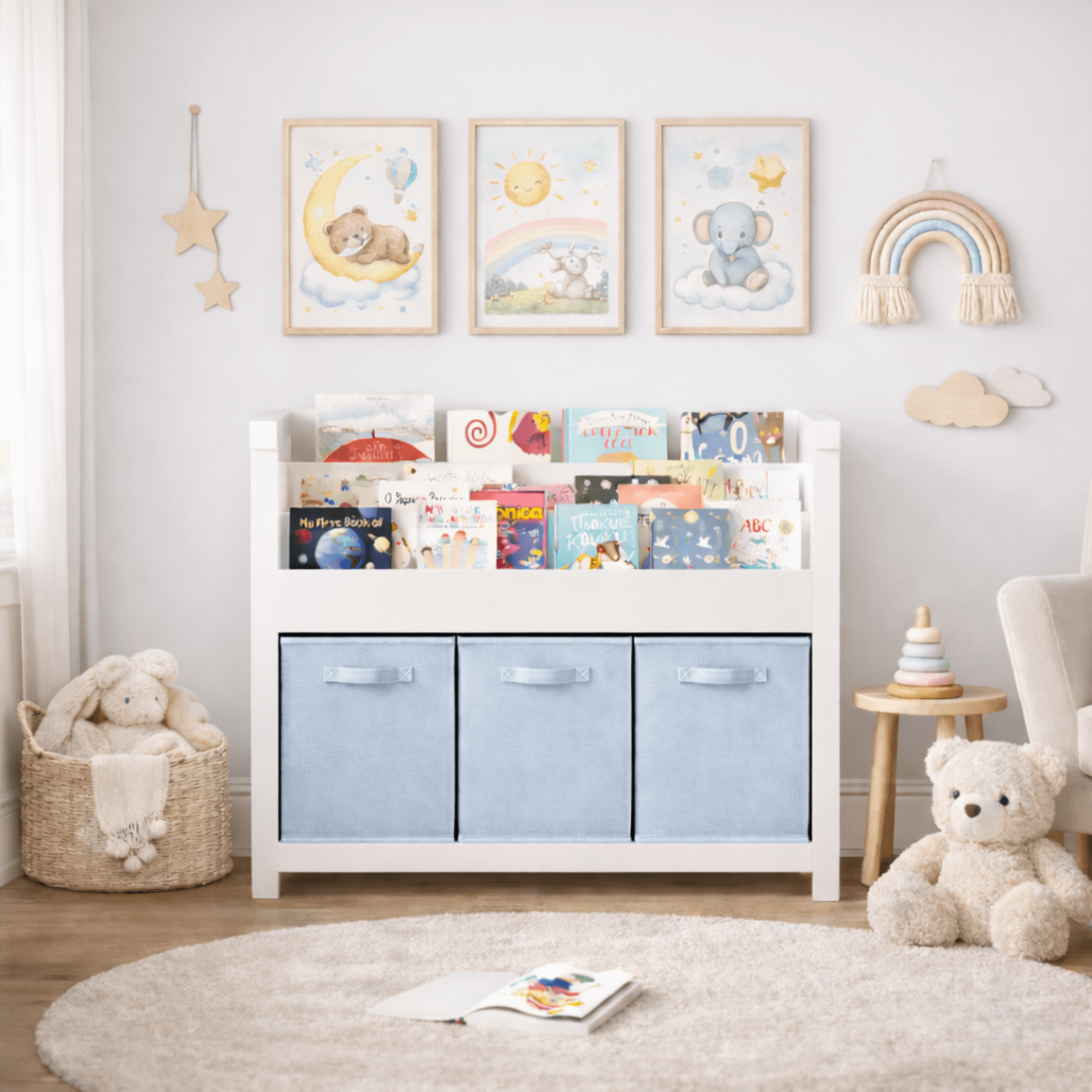 Kids Bookshelf With 3 Tier Front-Facing Storage image 1