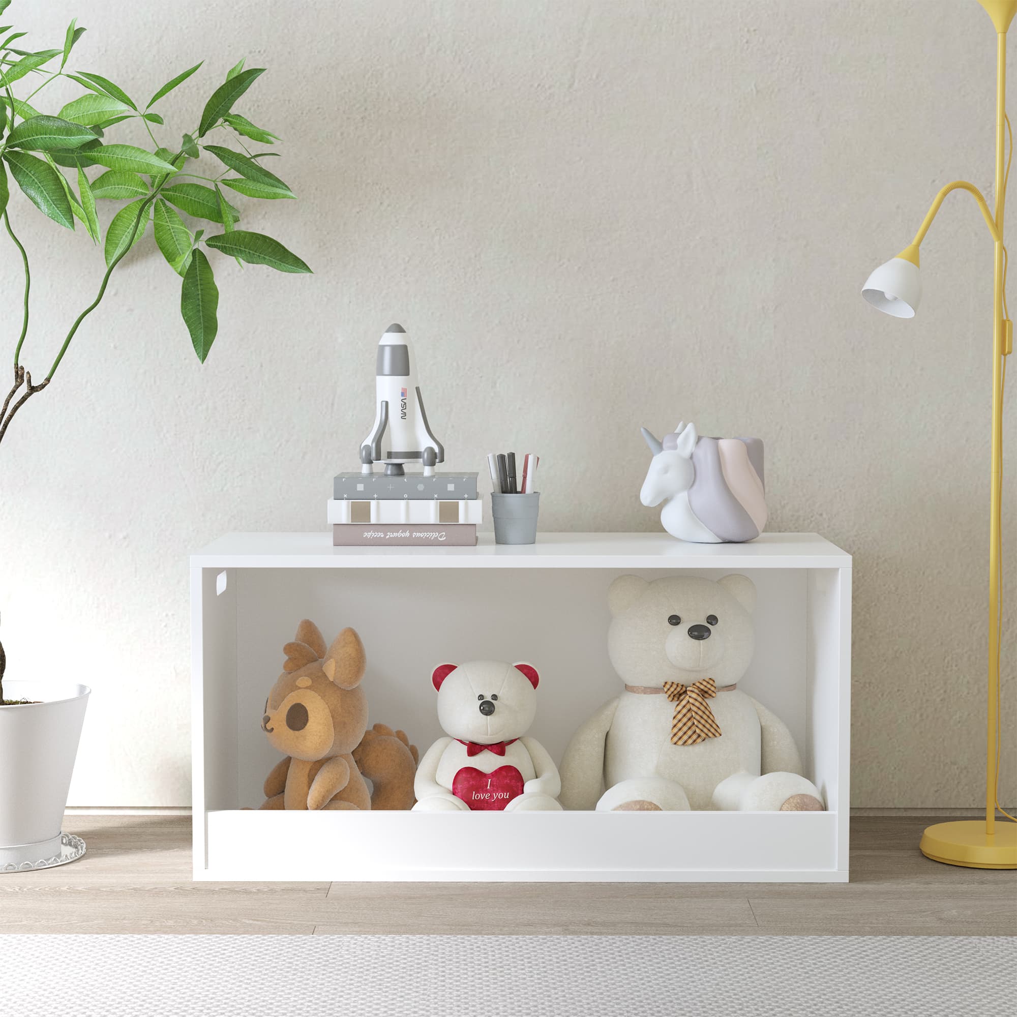 Open Toy Storage Box For Kids, White image 1