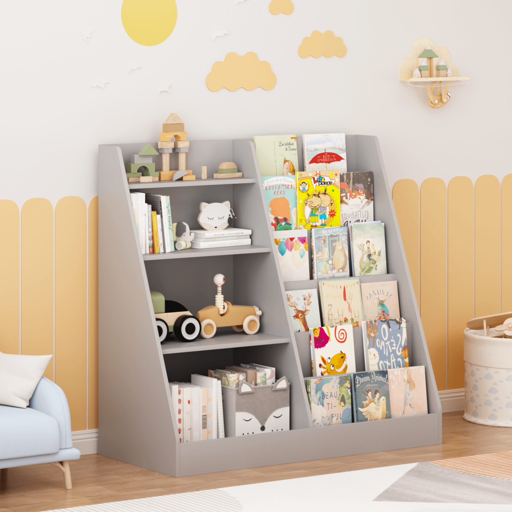 Kids Bookshelf And Toy Storage Organizer, Multifunctional image 1