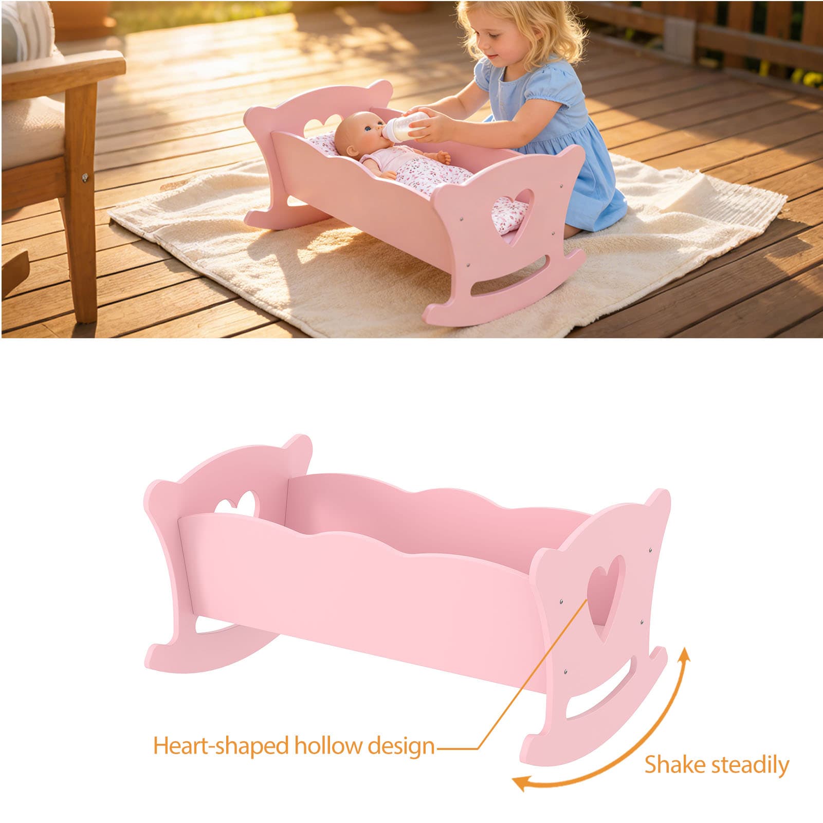 Wooden Cradle For 20 Inch Dolls Kids image 1