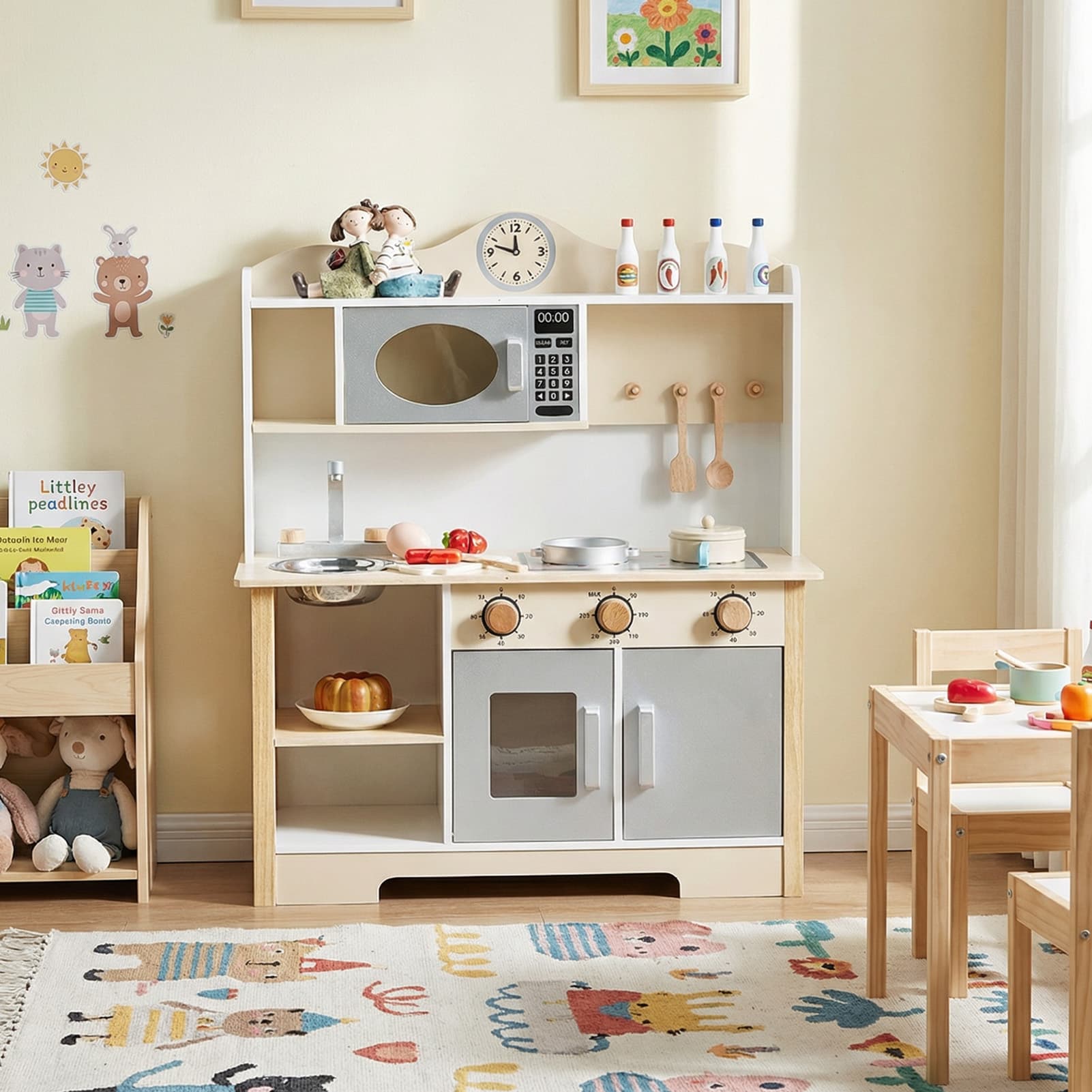 Wooden Play Kitchen Set Realistic Toddler Kitchen image 1