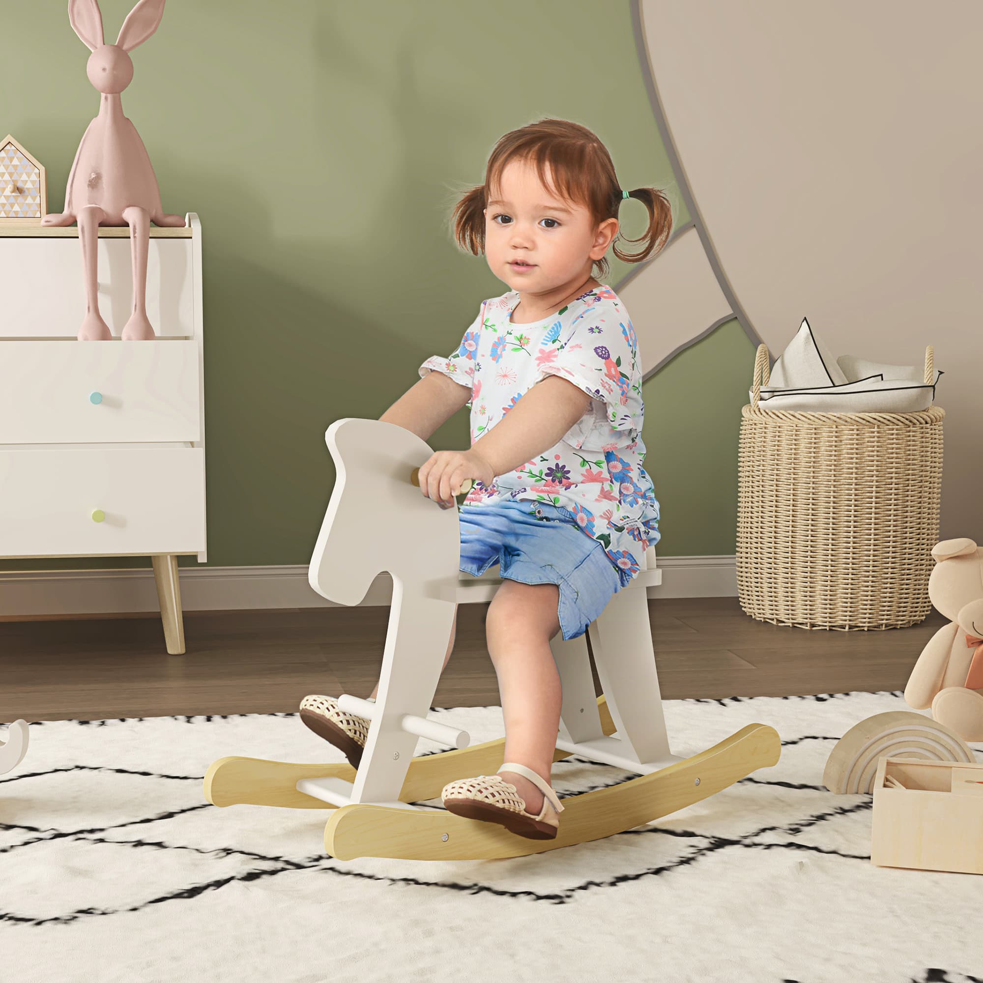 Wooden Rocking Horse Toddler Baby Ride-on Toys image 1
