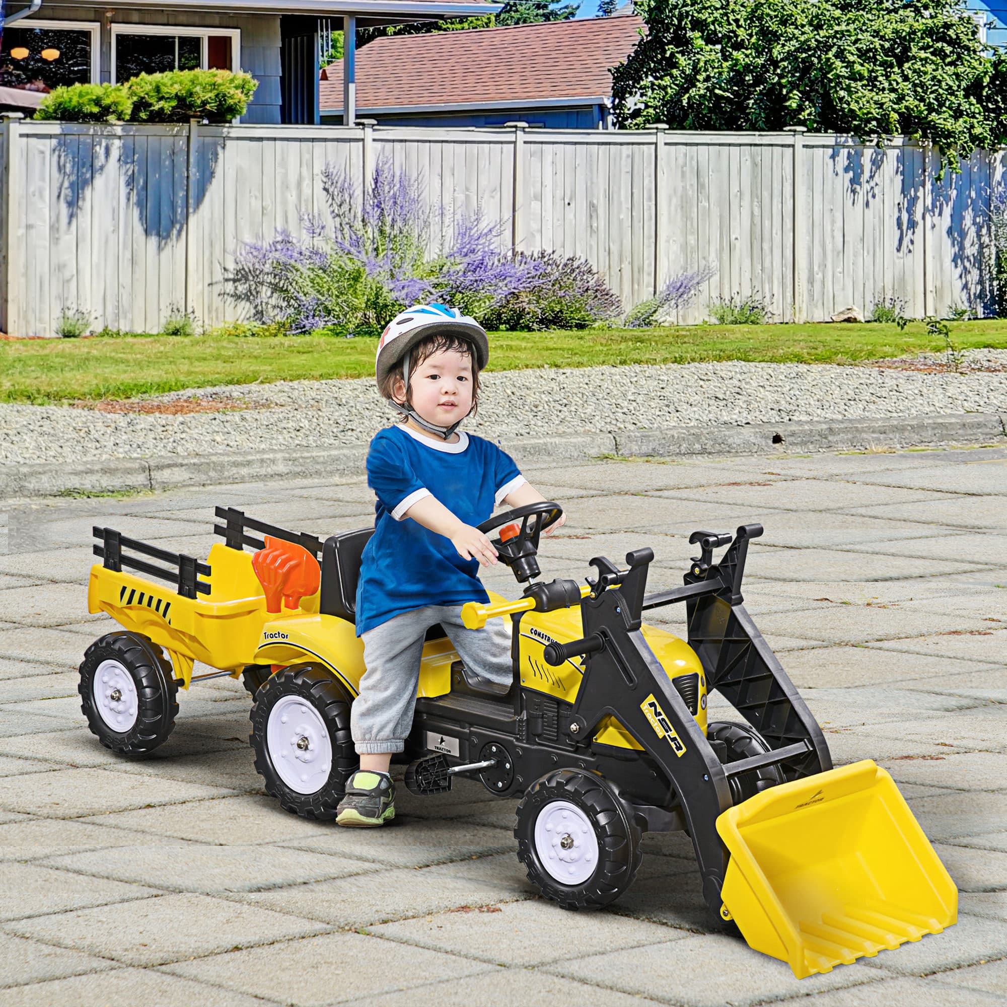 Ride-On Kids Bulldozer/Excavator Toy with Real Working image 1