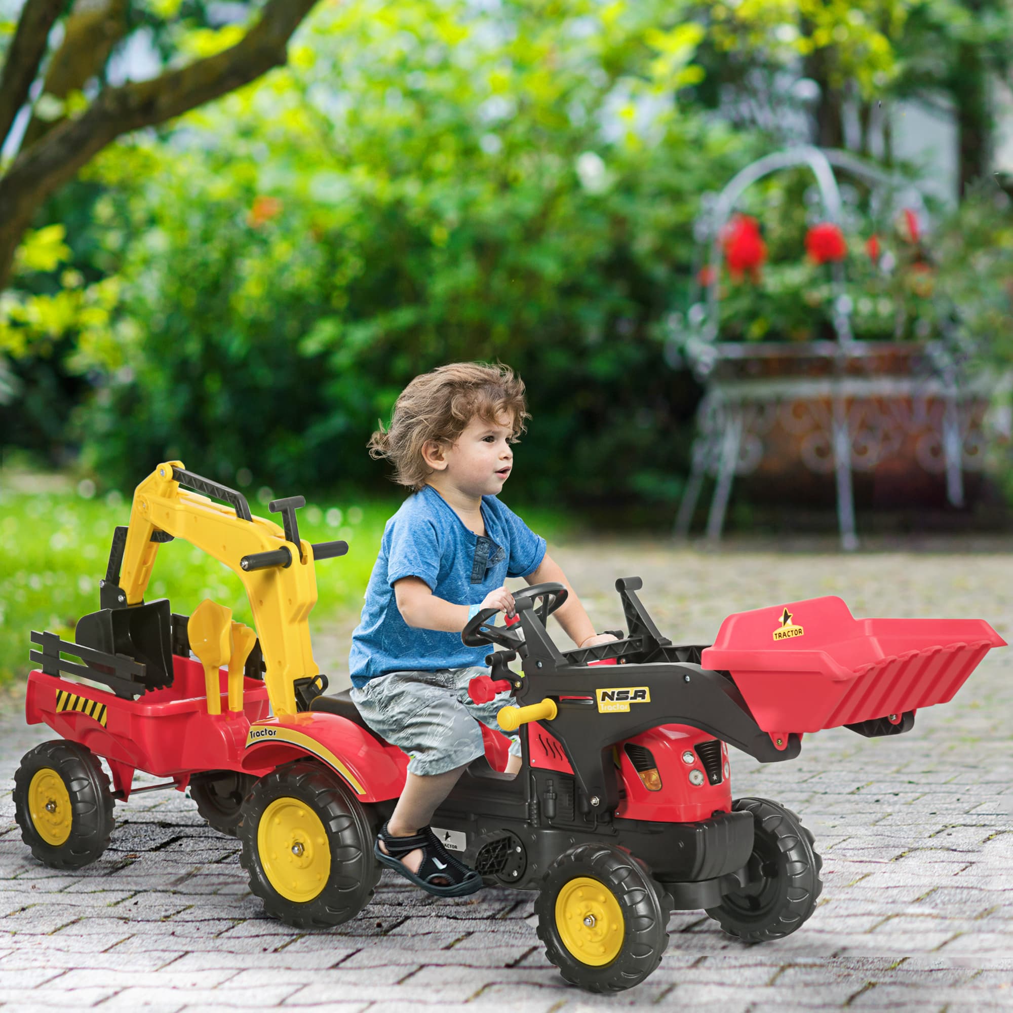 3 in1 Kids Ride On Bulldozer Excavator image 1