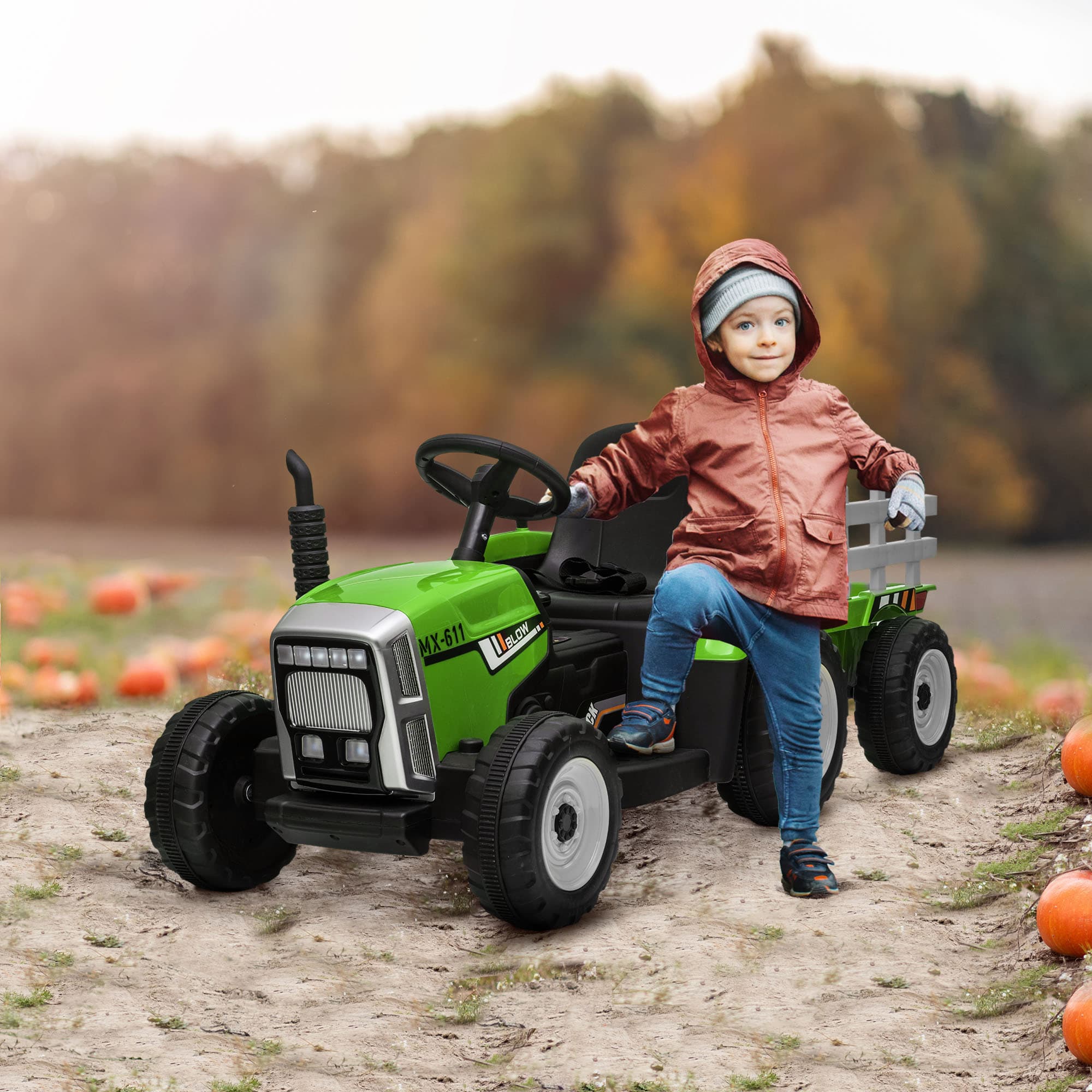 12V Ride on Tractor with Trailer, 25W image 1