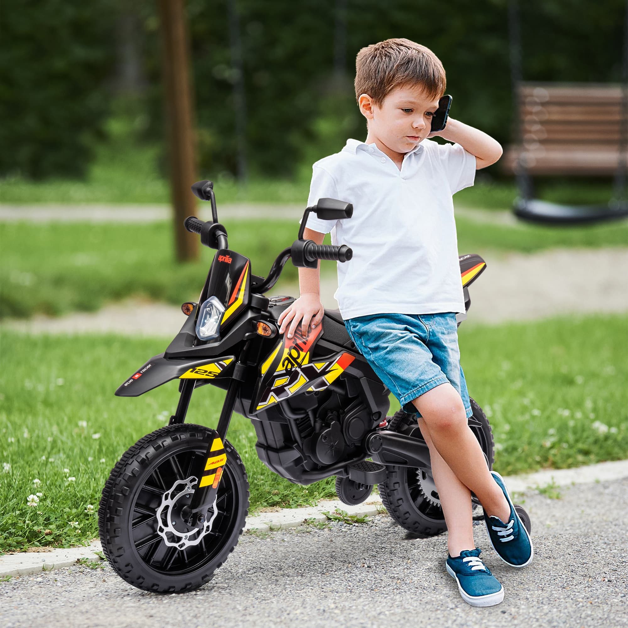 12V Aprilia Licenced Kids Motorcycle with Training image 1