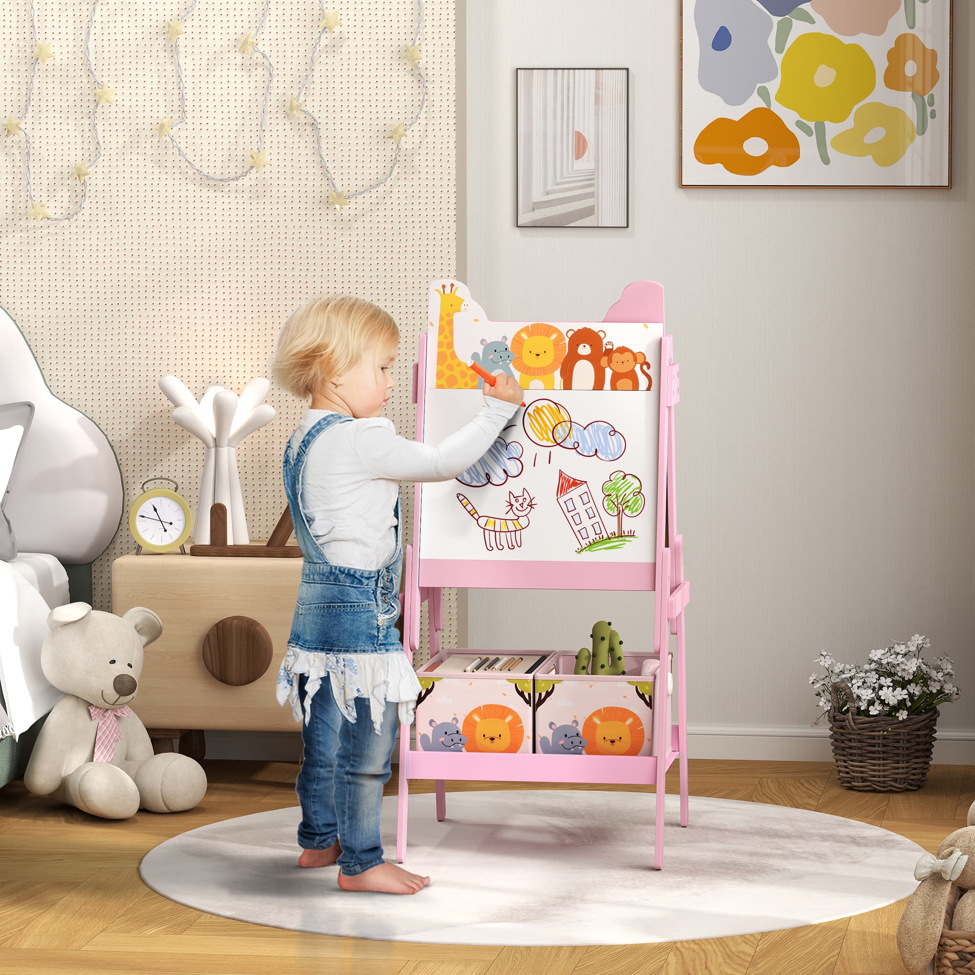 Doubel-Sided Easel for Kids w/ Whiteboard, Chalkboard image 1