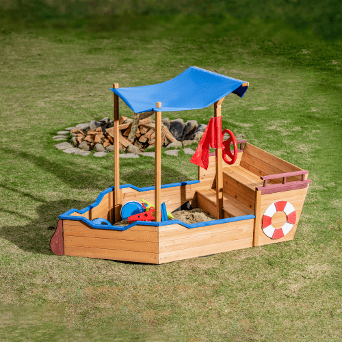 Wooden Sandbox With Storage Platform And Seat image 1