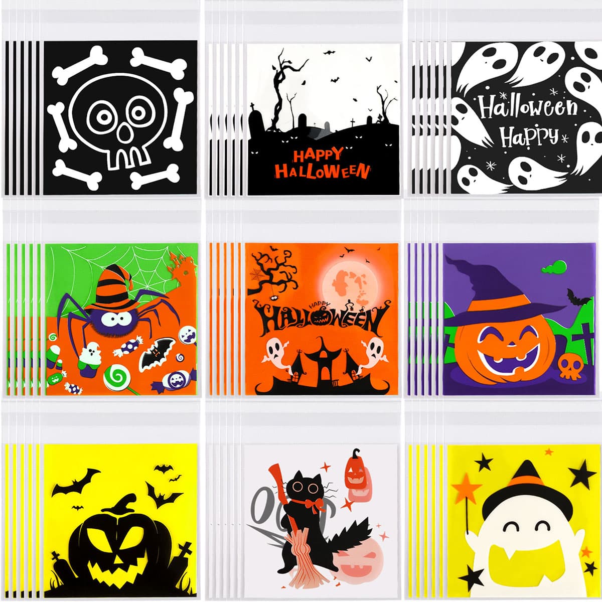 450 Pcs Halloween Cellophane Treat Bags Self-sealing image 1